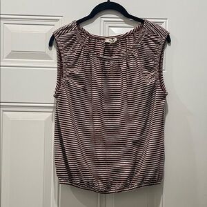 Madewell Brown and White Striped Blouse